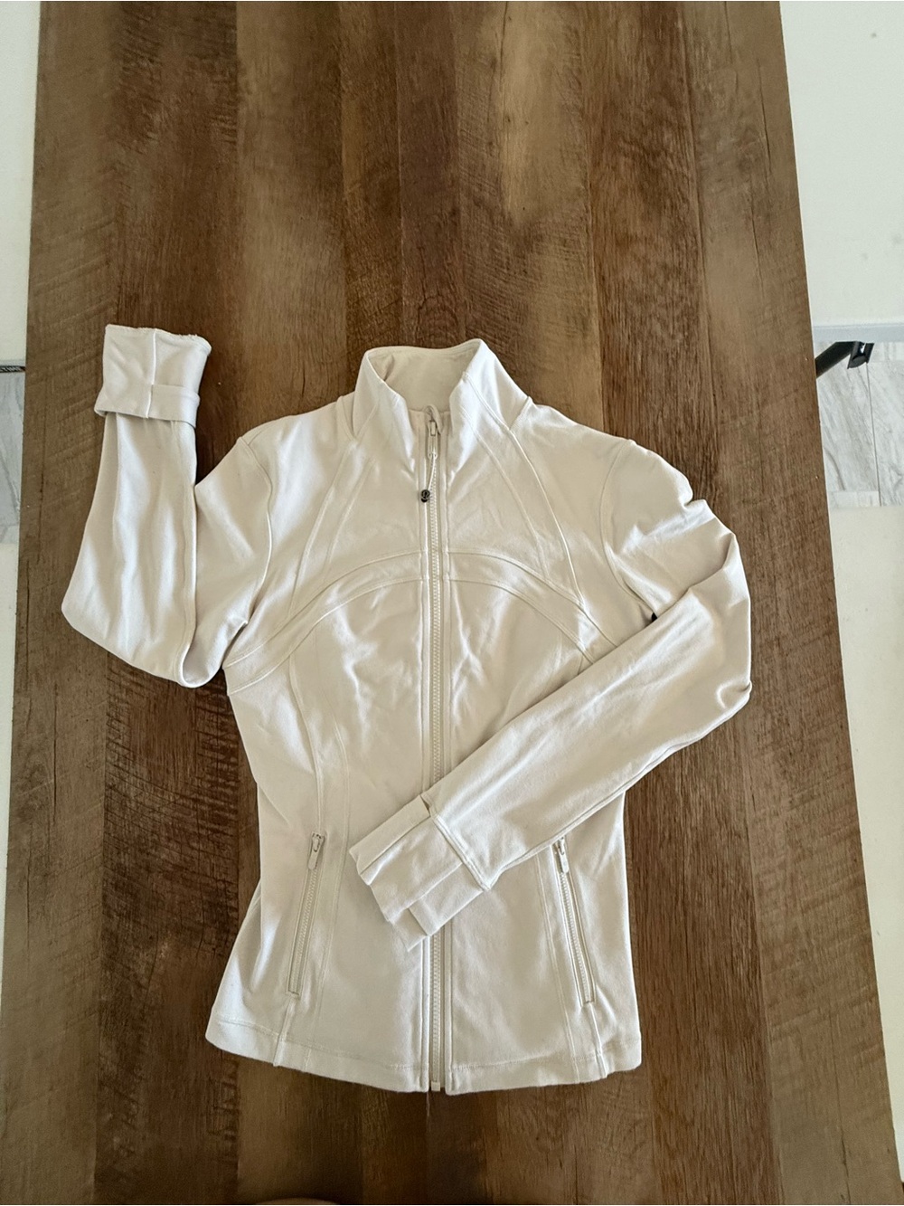 LULULEMON Women's Lightweight Cream Zip-Up Bomber Jacket